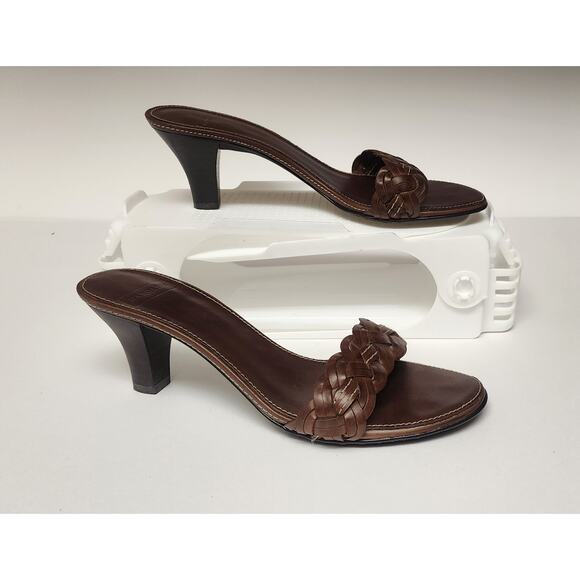 Harold's Shoes - Harold's Tania Brown Leather Slide Sandals Size 6M